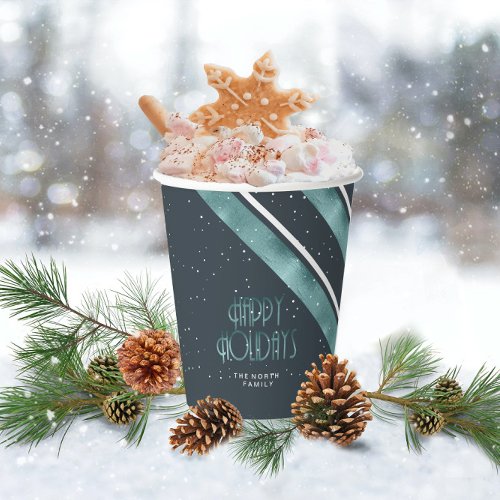 Christmas Stripe Pattern TealWhite ID862  Paper Cups