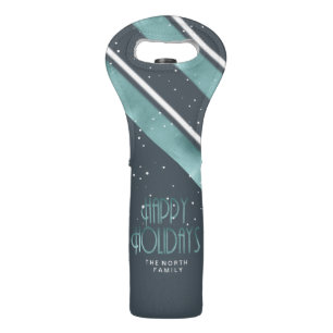 Christmas Stripe Pattern Teal/White ID862  Wine Bag