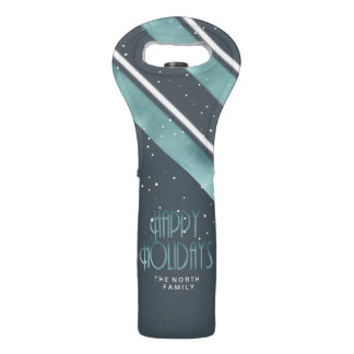 Christmas Stripe Pattern Teal/White ID862 Wine Bag
