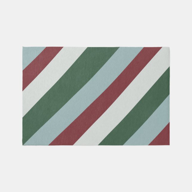 Christmas Striped Pattern Candy Cane Stripes Rug (Front)