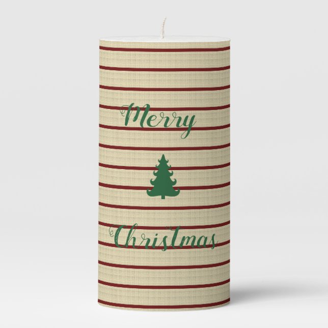 Christmas striped pillar candle (Front)