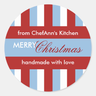 Christmas Stripes blue Kitchen Jar Label