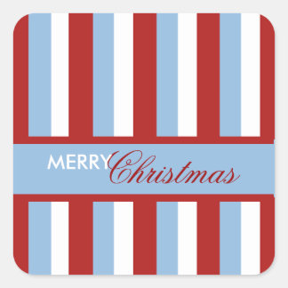 Christmas Stripes blue Square Sticker