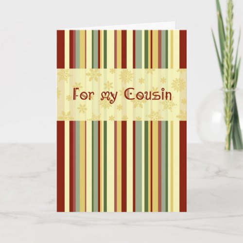 Christmas Stripes for Cousin Card