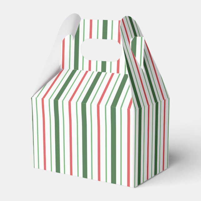 Christmas Stripes Gable Favor Box (Front Side)
