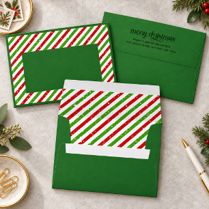 Christmas Stripes Green Holiday Envelope