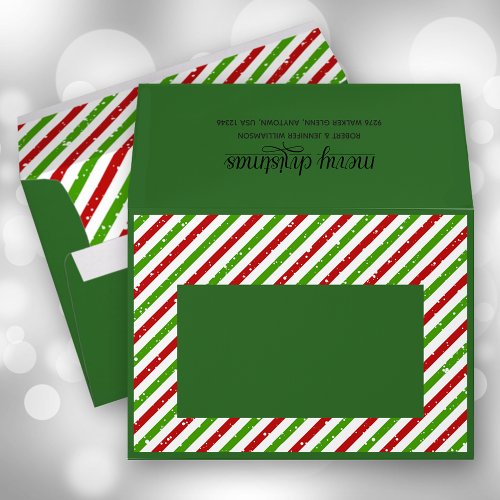 Christmas Stripes Green Holiday Envelope