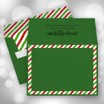 Christmas Stripes Green Holiday Envelope<br><div class="desc">Red,  white and green stripes border the outside and line the inside of these these green A7 envelopes and feature your FREE return address on the back flap. Fits a 5" x 7" invitation or change to the size you need.</div>
