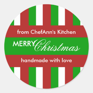 Christmas Stripes green Kitchen Jar Label