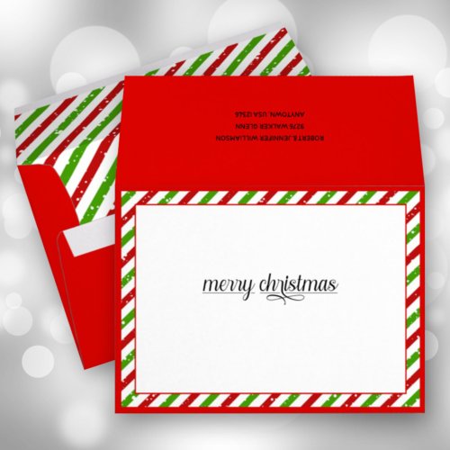 Christmas Stripes Holiday 5x7 Red Envelope