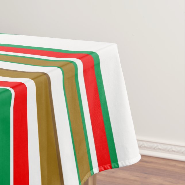Christmas Stripes Holiday Tablecloth (In Situ)