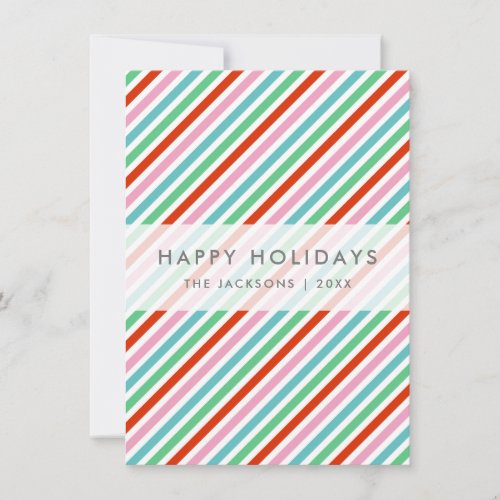 Christmas Stripes  Modern Colorful Cheerful Cute Holiday Card