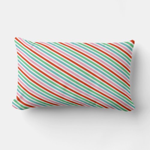 Christmas Stripes  Modern Colorful Cheerful Cute Lumbar Pillow