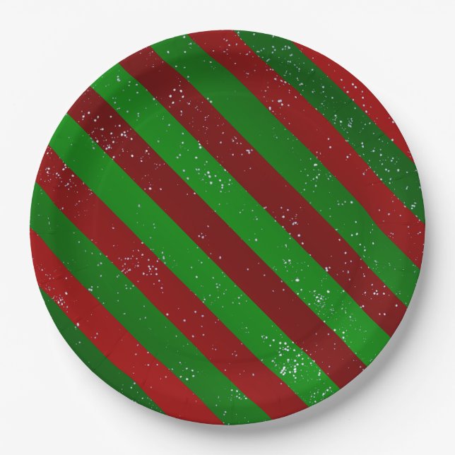 Christmas Stripes Paper Plates (Front)