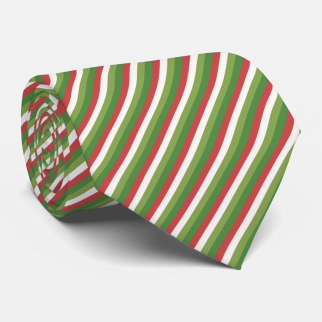 Christmas Stripes Peppermint Holiday Neck Tie (Rolled)