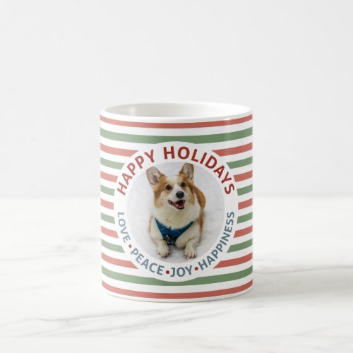 Christmas Stripes Pets Holiday Photo Coffee Mug