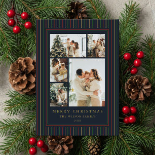 Christmas Stripes Photo Collage Holiday Card