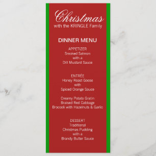 Christmas Stripes red Dinner Menu