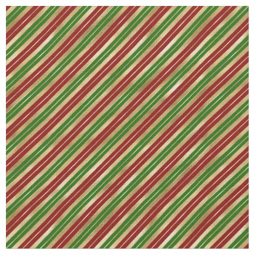 Christmas Stripes Red Green Gold  Fabric