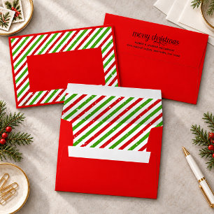 Christmas Stripes Red Holiday Envelope