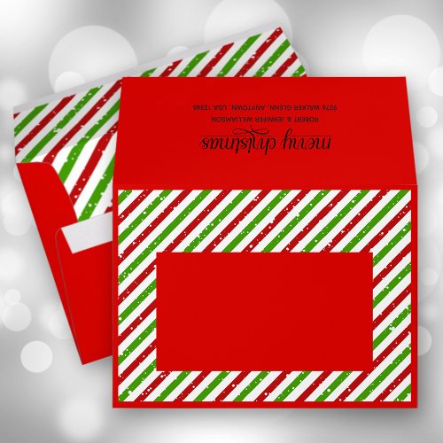 Christmas Stripes Red Holiday Envelope