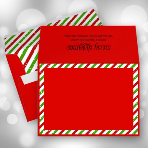 Christmas Stripes Red Holiday Envelope