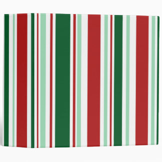 Christmas Stripes: Red/Mint Green/Dark Green/White Binder