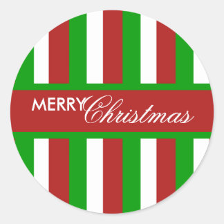 Christmas Stripes red Round Sticker