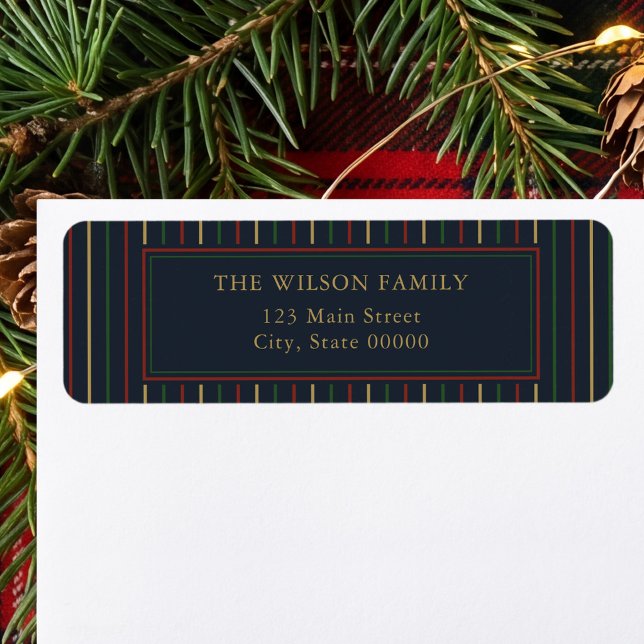 Christmas Stripes Return Address Label (Creator Uploaded)