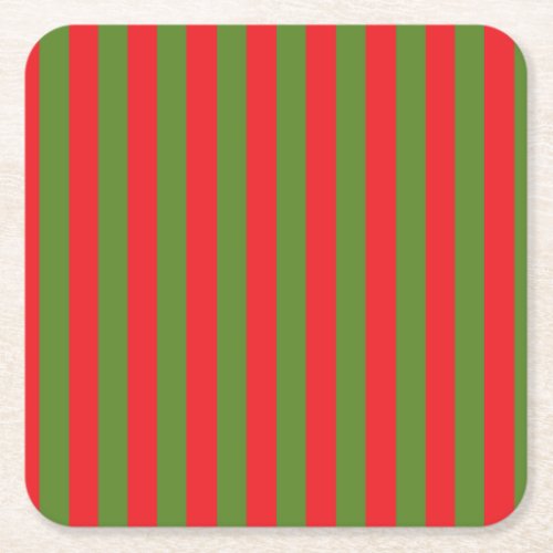 Christmas Stripes Square Paper Coaster