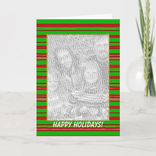Christmas Stripes tall photo frame Holiday Card
