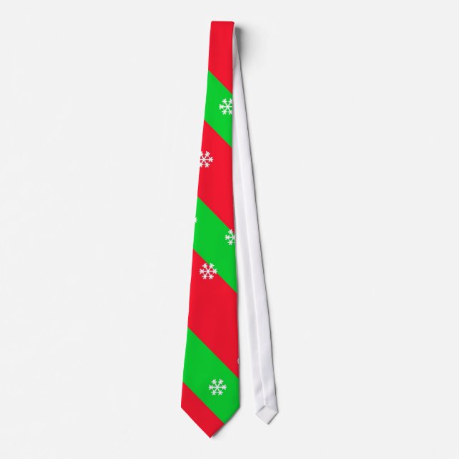Christmas Stripes with Snowflakes Neck Tie (Front)