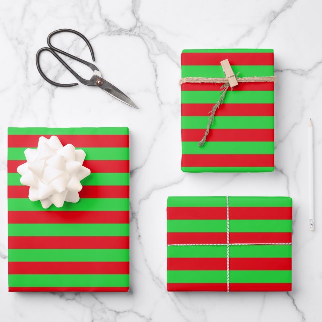 Christmas Stripes Wrapping Paper Sheets (Front)