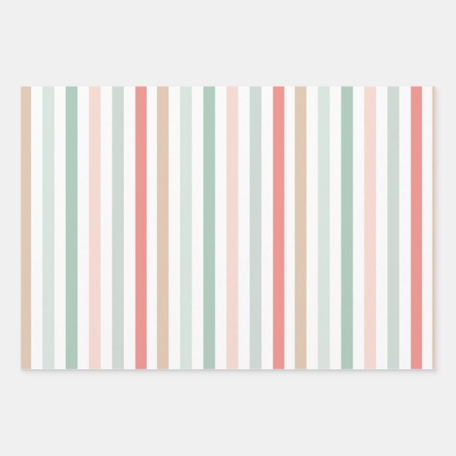 Christmas Stripes Wrapping Paper Sheets (Front)