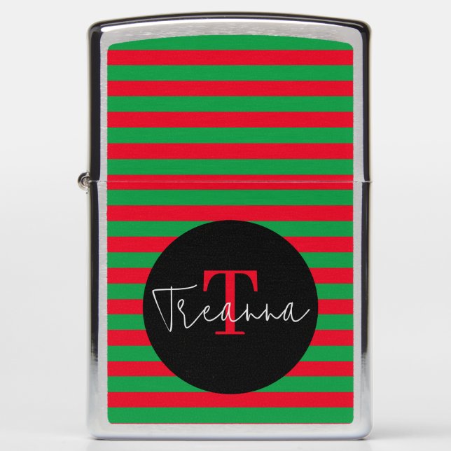 Christmas Stripes Zippo Lighter (Front)