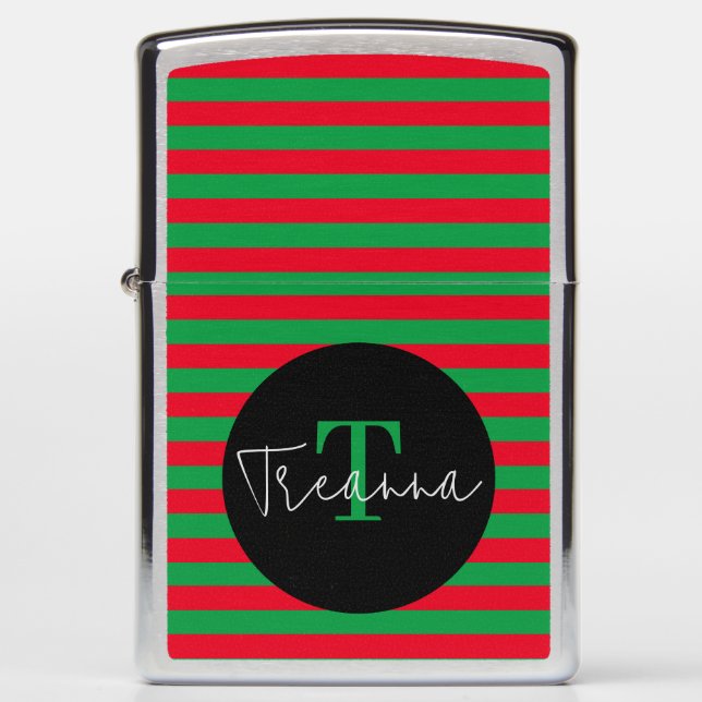Christmas Stripes Zippo Lighter (Front)