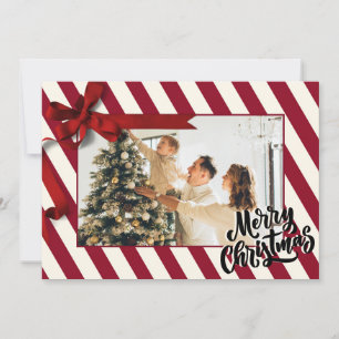 Christmas strips candy cane pattern photo holiday card