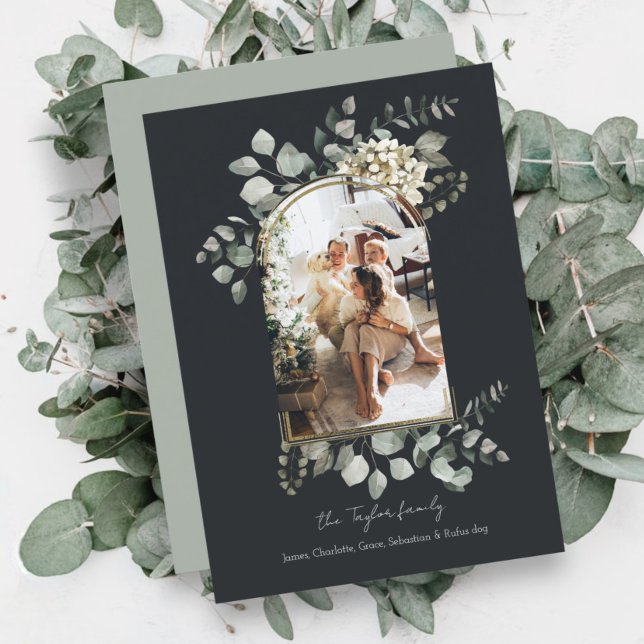 Christmas Stunning Winter Foliage Photo Frame Holiday Card (Christmas Stunning Winter Foliage Photo Frame Holiday Cards from Ricaso. Elegant holiday flat cards)