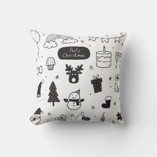 Christmas style black and white throw pillow