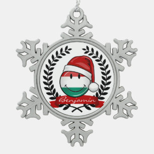 Christmas Style Hungarian Flag Snowflake Pewter Christmas Ornament