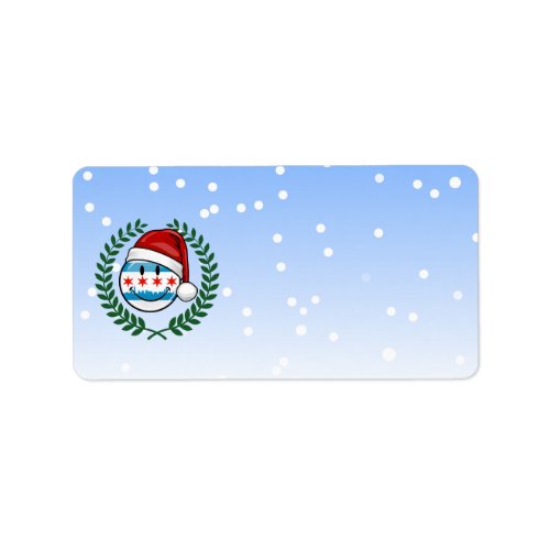 Christmas Style Smiling Chicago Flag Label