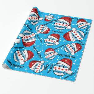 Christmas Style Smiling Chicago Flag Wrapping Paper