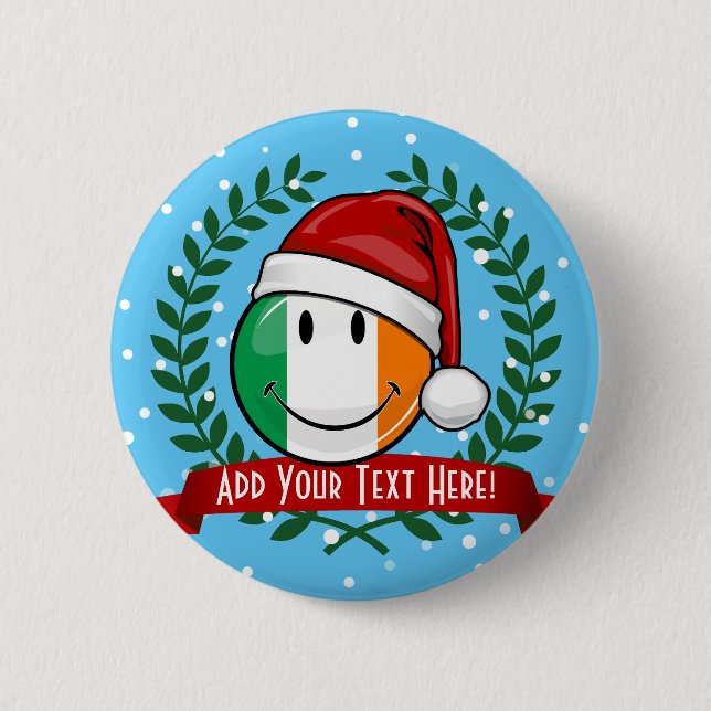 Christmas Style Smiling Irish Flag Button (Front)