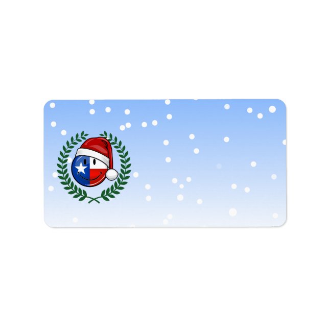 Christmas Style Smiling Texas Flag Label (Front)