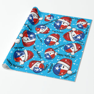 Christmas Style Smiling Texas Flag Wrapping Paper