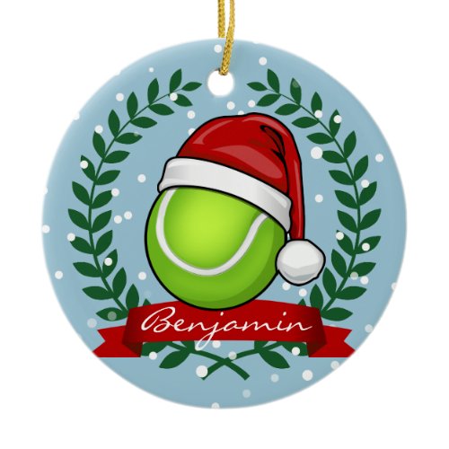 Christmas Style Tennis Ball Ceramic Ornament
