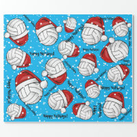 Volleyball and Santa Clause Red & Green Christmas Wrapping Paper, Zazzle