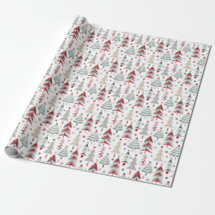 Christmas stylized forest bright Christmas trees Wrapping Paper