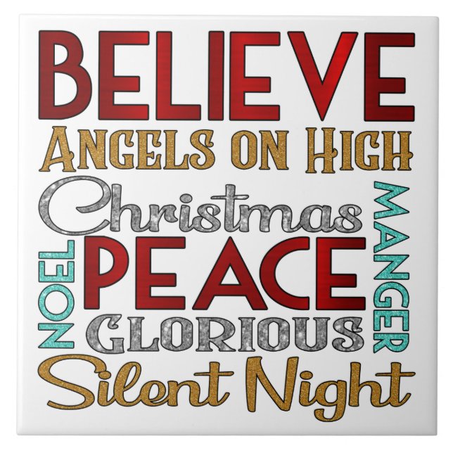 Christmas Subway text Ceramic Tile (Front)