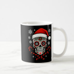 Christmas Sugar Calavera Skull Santa Hat Candy Can Coffee Mug
